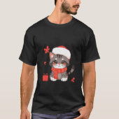 Cute Christmas Grey Cat Santa Hat Holiday Art ✨🐾 Tシャツ (正面)