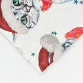 Cute Christmas Grey Tabby Cat Watercolor フリースブランケット (角)