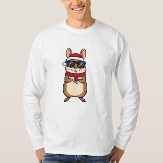 Cute Christmas Hamster in Holiday Outfit Tシャツ (正面)