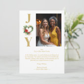 Cute Christmas Heart Floral Wreath Gold Business シーズンカード (スタンド正面)