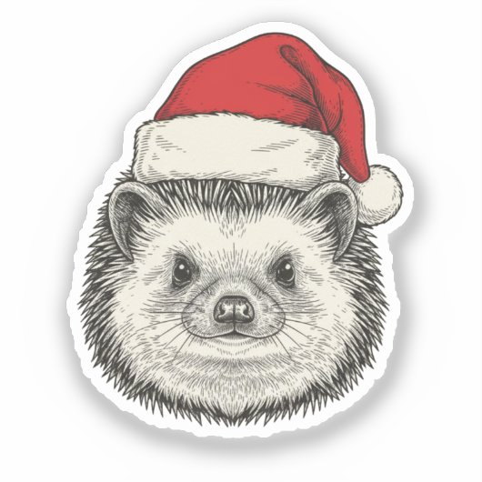 Cute Christmas Hedgehog シール (正面)