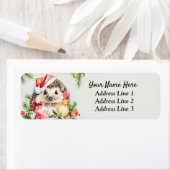 Cute Christmas Hedgehog Return Address Label ラベル (インサイチュ)