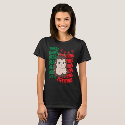 Cute Christmas hedgehog Tシャツ (正面フル)