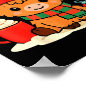 Cute Christmas Highland Cow Heifer Xmas Farm Anima ポスター (角)