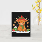 Cute Christmas Highland Cow Lover Xmas Women Farm  カード (黄色い花)