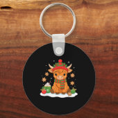 Cute Christmas Highland Cow Lover Xmas Women Farm  キーホルダー (正面)