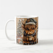 Cute Christmas Highland Cow Mug – Cozy Winter Mug コーヒーマグカップ (左)