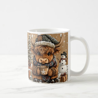 Cute Christmas Highland Cow Mug – Cozy Winter Mug コーヒーマグカップ