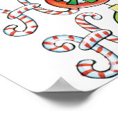 Cute Christmas Ho Ho Ho, Candy Canes Ornaments ポスター (角)