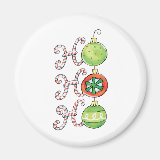 Cute Christmas Ho Ho Ho, Candy Canes Ornaments マグネット (正面)