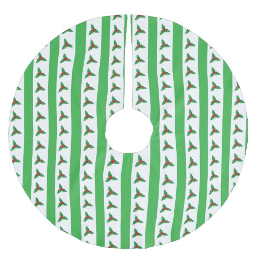 Cute Christmas Holly Berry Pattern ブラッシュドポリエステルツリースカート (正面)