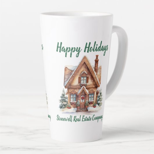 Cute Christmas Home Personalized Realtor カフェラテマグ (右アングル)