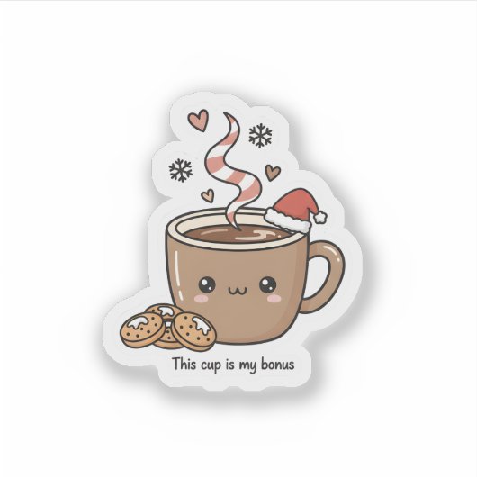 Cute Christmas Hot Cocoa Sticker シール (正面)