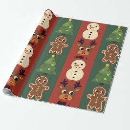 Cute Christmas Icons Gift Wrapping Paper ラッピングペーパー