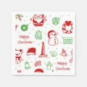 Cute Christmas Icons Pattern Paper Napkin スタンダードカクテルナプキン (正面)