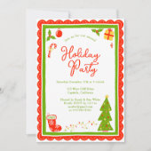 Cute Christmas Icons Scallop CUSTOM Holiday Party 招待状 (正面)
