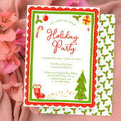 Cute Christmas Icons Scallop CUSTOM Holiday Party 招待状