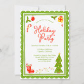 Cute Christmas Icons Scallop CUSTOM Holiday Party 招待状 (正面)