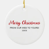 Cute Christmas Jumping Spider Holding a Gift セラミックオーナメント (裏面)