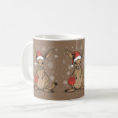 Cute Christmas Kangaroo Mug with Santa Hat & Gift コーヒーマグカップ (正面左)