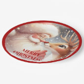 Cute Christmas Kids Plates with Santa Rudolph ペーパープレート (アングル)