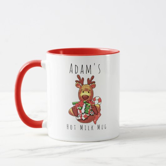 Cute Christmas Kids Reindeer Mug マグカップ (左)