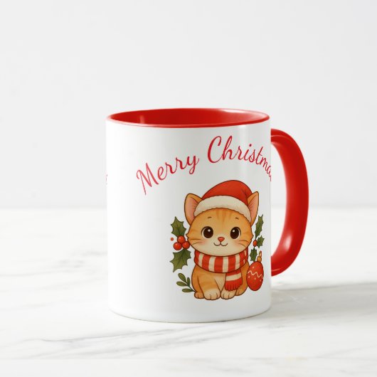 Cute Christmas Kitten Mug マグカップ (正面右)