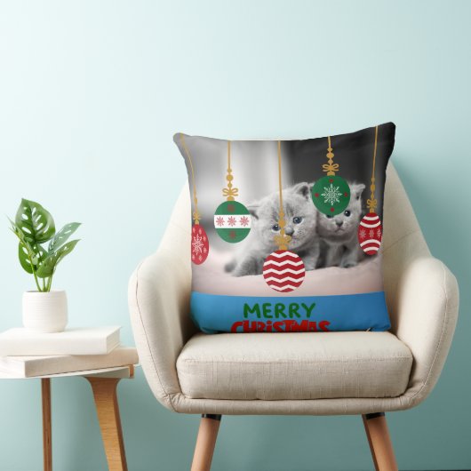 Cute Christmas Kittens Decorative Pillow クッション (椅子)