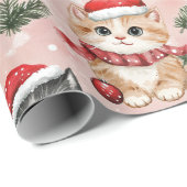 Cute Christmas Kittens on Pink ラッピングペーパー (ロールコーナー)