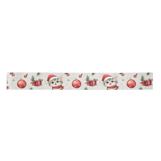 Cute Christmas Kittens Satin Ribbon サテンリボン (正面)