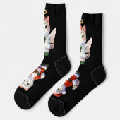 Cute Christmas Kitty Fun Angel ソックス (左)