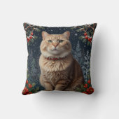 Cute Christmas kitty winter holiday greenery  クッション (裏面)