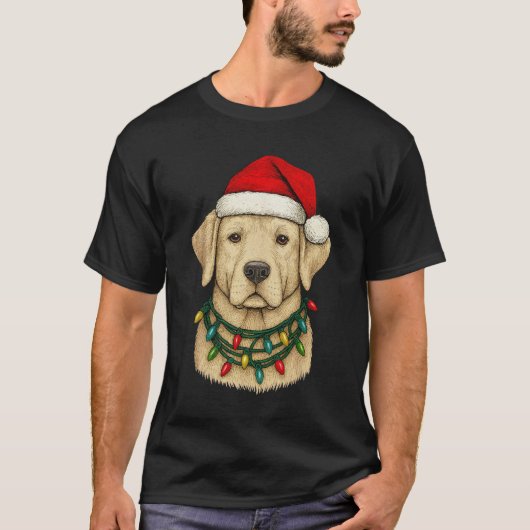 Cute Christmas Labrador with Santa Hat and Holiday Tシャツ (正面)