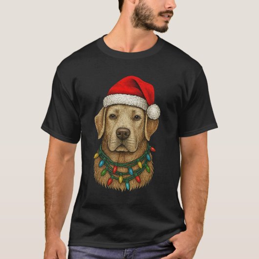 Cute Christmas Labrador with Santa Hat and Holiday Tシャツ (正面)