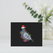 Cute Christmas Lights Pigeon Wearing Xmas Hat - Pi シーズンポストカード (スタンド正面)