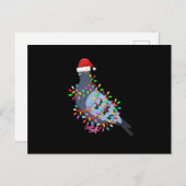 Cute Christmas Lights Pigeon Wearing Xmas Hat - Pi シーズンポストカード (正面/裏面)