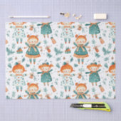 Cute Christmas little girl pattern 薄葉紙 (クラフト)