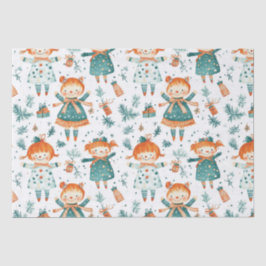 Cute Christmas little girl pattern 薄葉紙