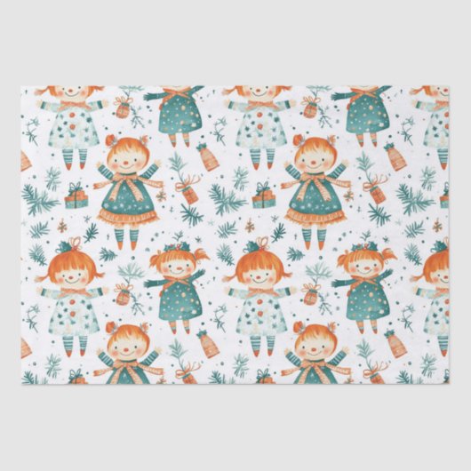 Cute Christmas little girl pattern 薄葉紙 (正面)