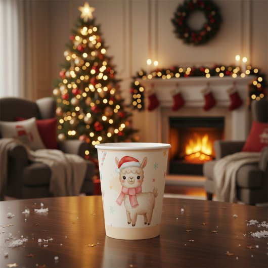Cute Christmas Llama 紙コップ