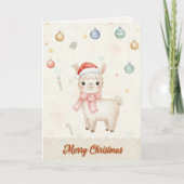 Cute Christmas Llama Holiday Card シーズンカード (正面)