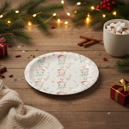 Cute Christmas Llama Paper Plates  ペーパープレート