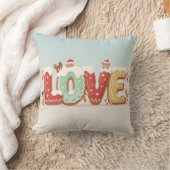 Cute Christmas LOVE Cookie Art Throw Pillow クッション (ブランケット)