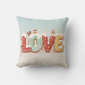 Cute Christmas LOVE Cookie Art Throw Pillow クッション (正面)