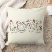 Cute Christmas Love Festive Throw Pillow クッション (ブランケット)