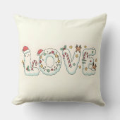 Cute Christmas Love Festive Throw Pillow クッション (正面)