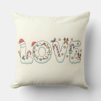 Cute Christmas Love Festive Throw Pillow クッション