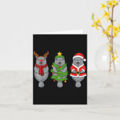 Cute Christmas Manatee Shirt, Holiday Manatee Sant カード (黄色い花)