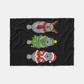 Cute Christmas Manatee Shirt, Holiday Manatee Sant フリースブランケット (正面(横))