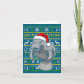 Cute Christmas Manatee Shirt, Manatee Ugly Xmas Sw カード (正面)